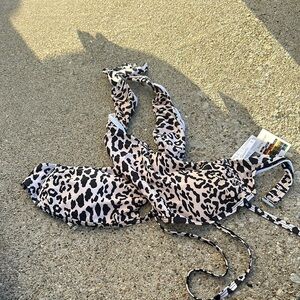 NWT seaselfie leopard wrap around bikini top size XXL